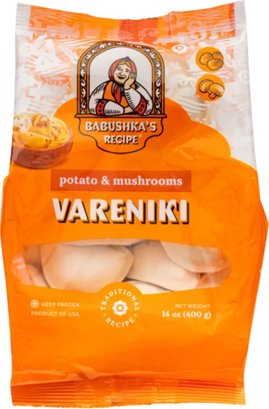 VARENIKI W/POTATO&MUSHROOMS 8/400GR BABUSHKA'S RECIPE