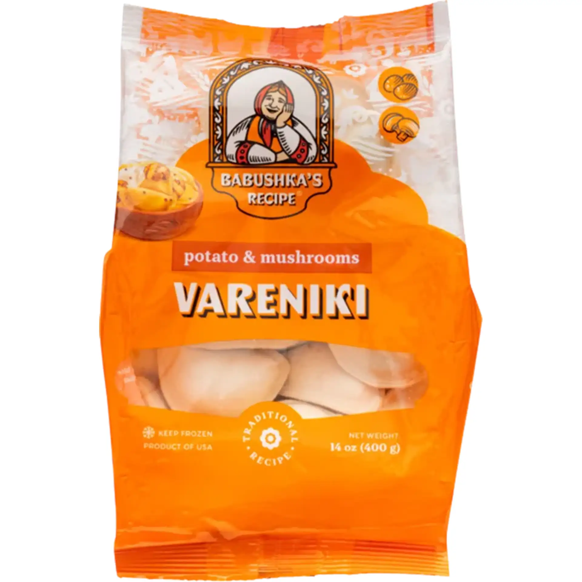 VARENIKI W/POTATO&MUSHROOMS 8/400GR BABUSHKA'S RECIPE