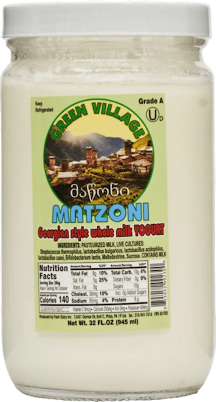 YOGURT WHOLE MILK MATZONI GEORGIAN STYLE GLASS 12/945ML GREEN VILLAGE