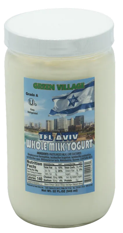 YOGURT WHOLE MILK TEL AVIV GLASS 12/945ML GREEN VILLAGE
