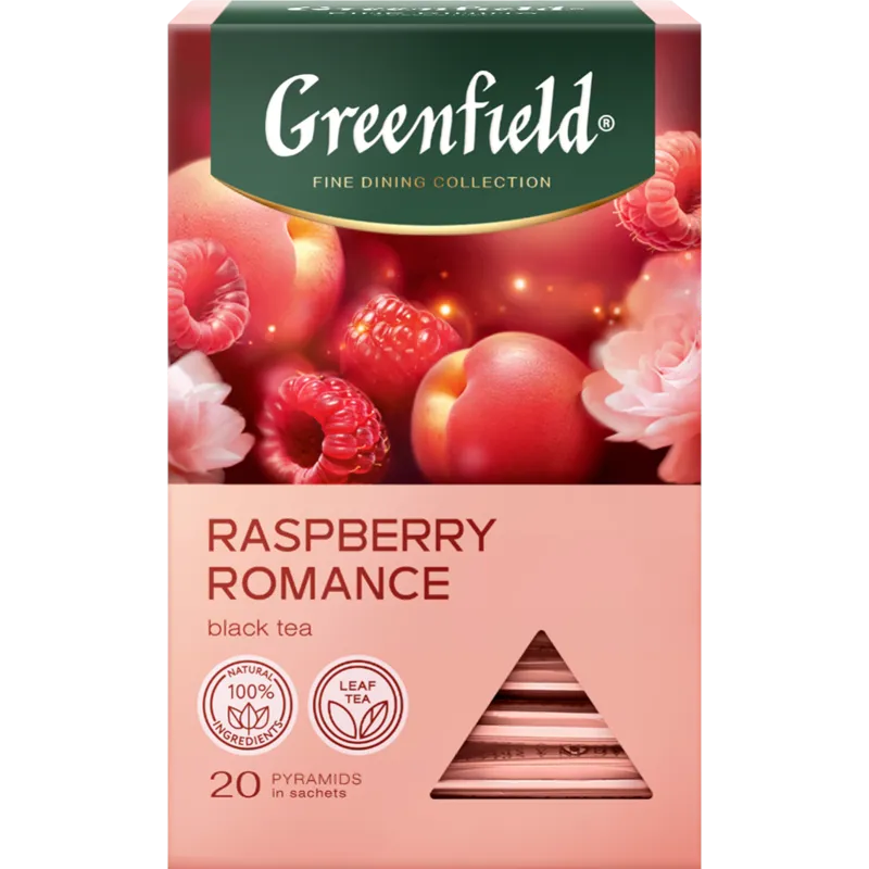 TEA BLACK RASPBERRY ROMANCE PYRAMIDS 8/(20X1.8GR) GREENFIELD N1983-08