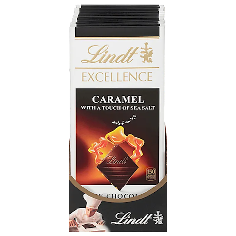 CHOCOLATE BAR DARK W/CARAMEL&SEA SALT 12/90GR LINDT N6522(12)