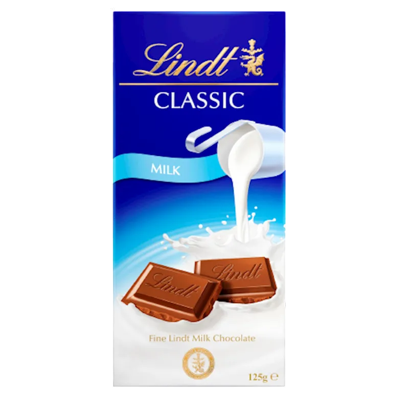 CHOCOLATE BAR MILK CLASSIC RECIPE 12/125GR LINDT N438281(6)