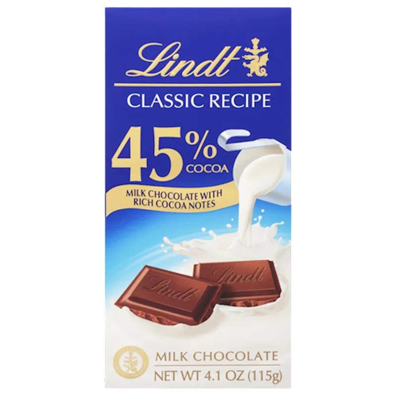 D- CHOCOLATE BAR MILK CLASSIC RECIPE 45% COCOA 12/115GR LINDT N42688L (6)