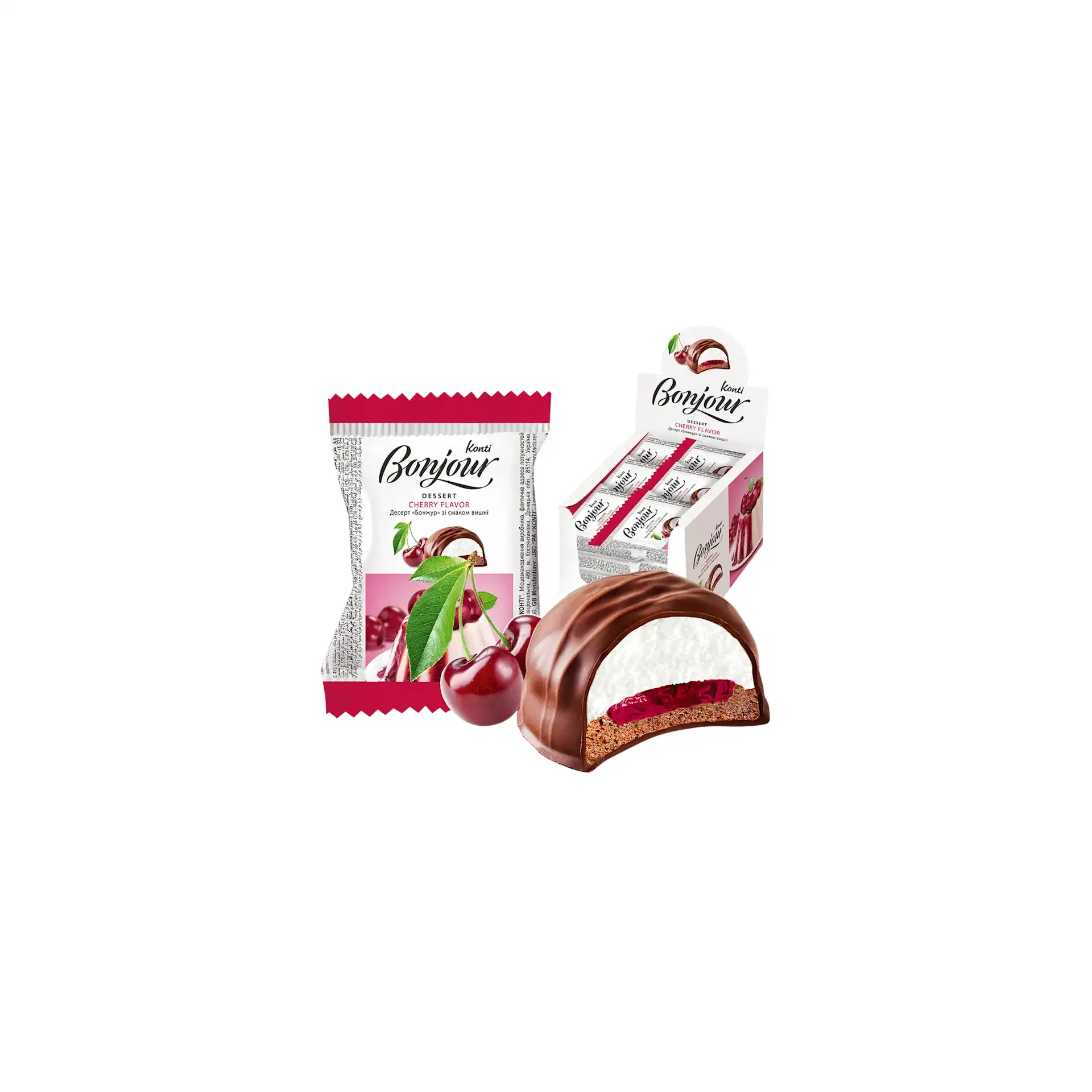 DESSERT COOKIES BONJOUR W/CHERRY FLAVOR 24/29GR KONTI UKRAINE N8755 (6)