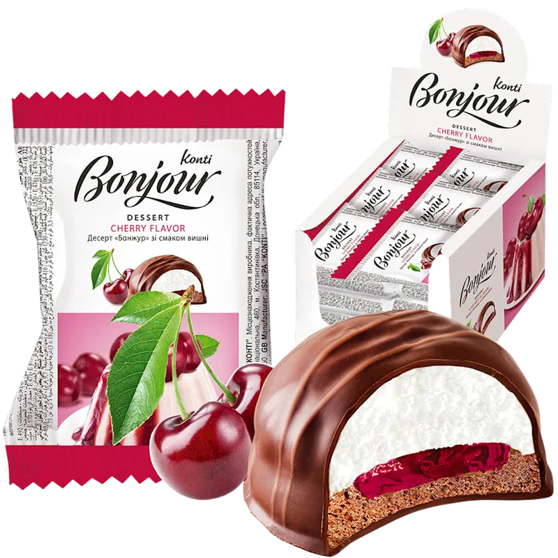 DESSERT COOKIES BONJOUR W/CHERRY FLAVOR 24/29GR KONTI UKRAINE N8755 (6)
