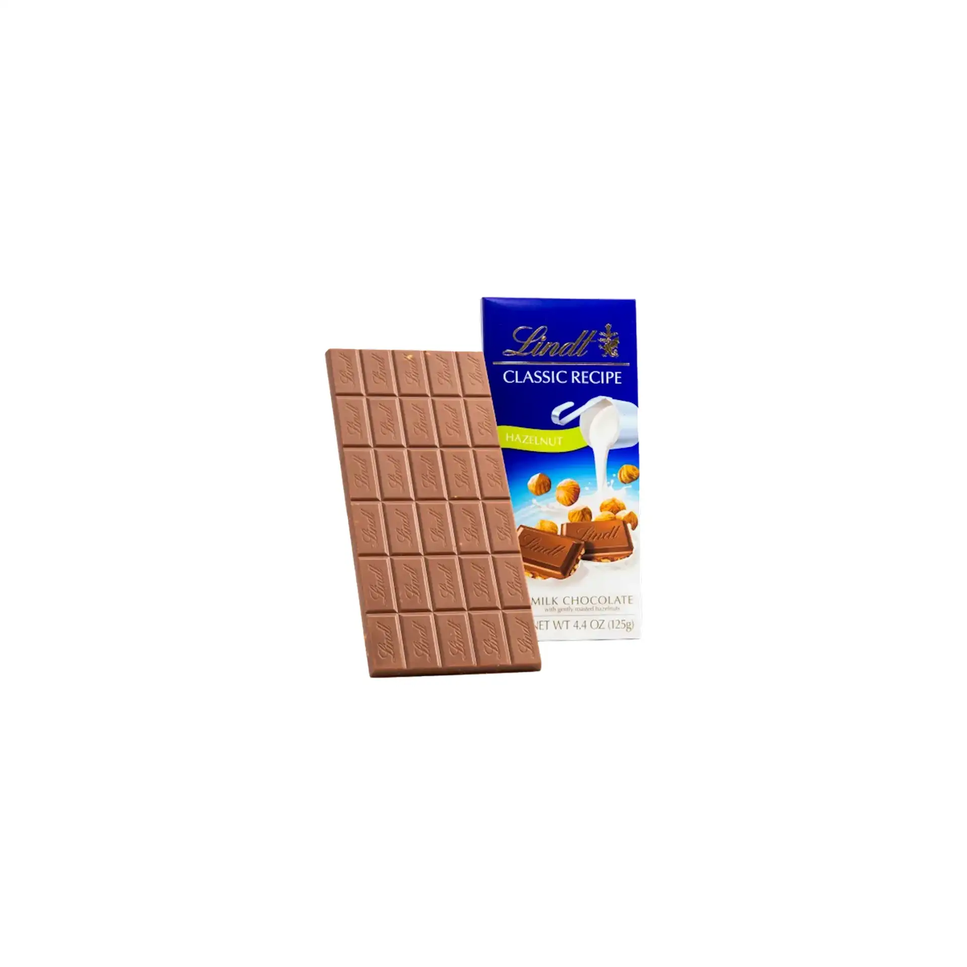 CHOCOLATE BAR MILK CLASSIC RECIPE W/HAZELNUT 12/125GR LINDT N438280 (6)