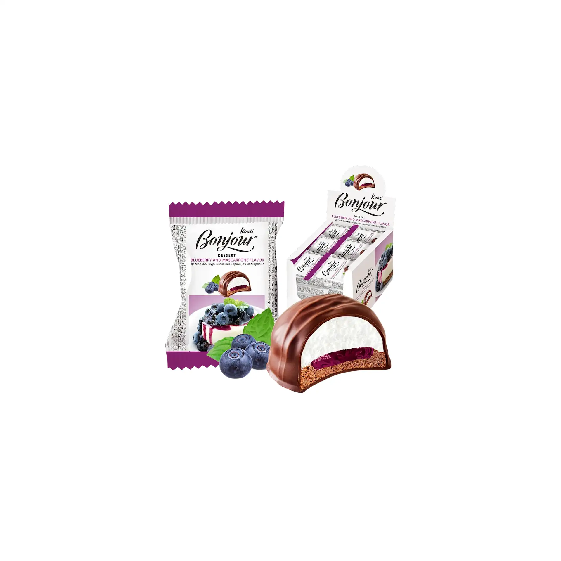 DESSERT COOKIES BONJOUR W/BLUEBERRY&MASCARPONE FLAVOR 24/29GR KONTI UKRAINE N8694 (6)
