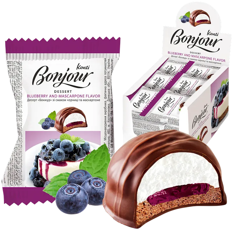 DESSERT COOKIES BONJOUR W/BLUEBERRY&MASCARPONE FLAVOR 24/29GR KONTI UKRAINE N8694 (6)