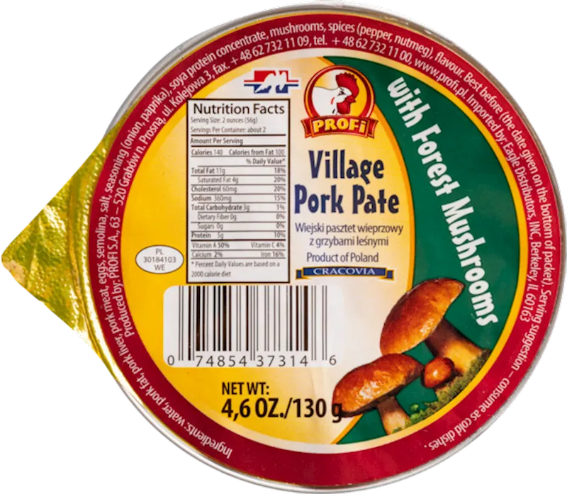 PATE VILLAGE PORK W/FOREST MUSHROOMS 12/130GR PROFI N061M/115(6)