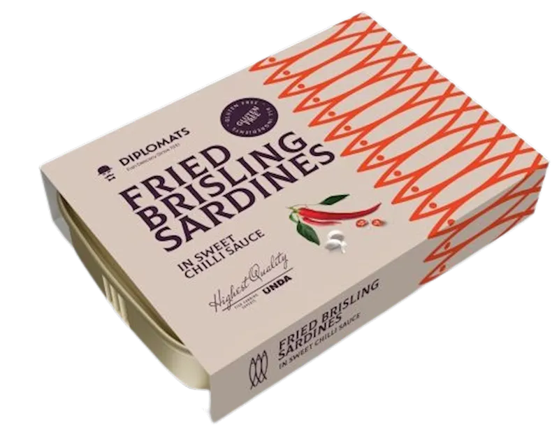 SARDINES IN SWEET CHILLI SAUCE 10/100GR DIPLOMATS LATVIA N1707/508(4)