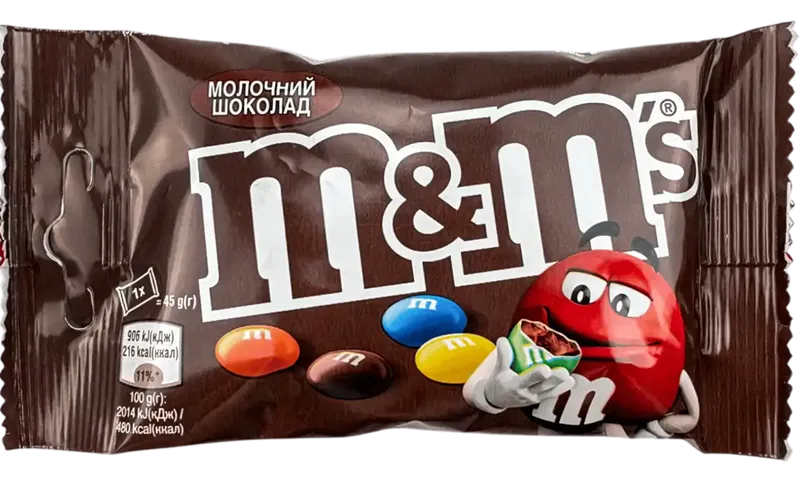 CANDIES PACKED CHOCOLATE MILK 24/45GR M&MS
