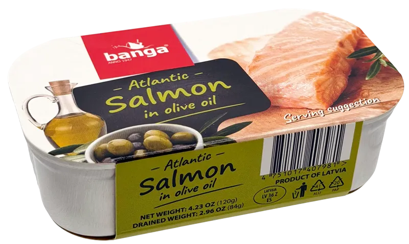 SALMON ATLANTIC IN OLIVE OIL 11/120GR BANGA