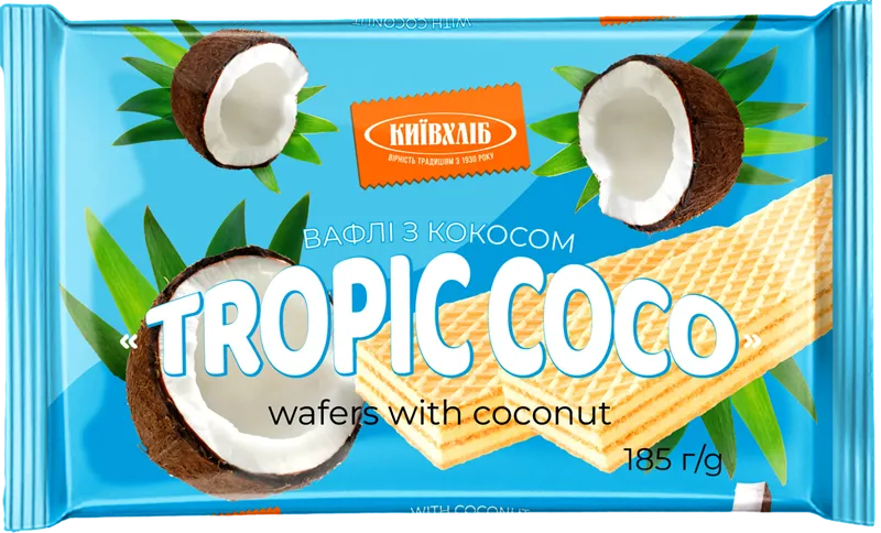 WAFFLES W/COCONUT TROPIC COCO 12/185GR KYIV HLIB