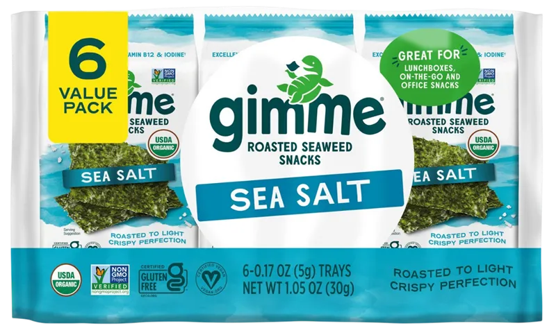 SEAWEED ROASTED SNACKS SEA SALT 8/(6X5GR) GIMME
