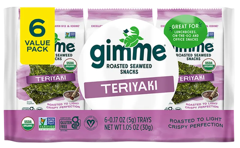 SEAWEED ROASTED SNACKS TERIYAKI 8/(6X5GR) GIMME