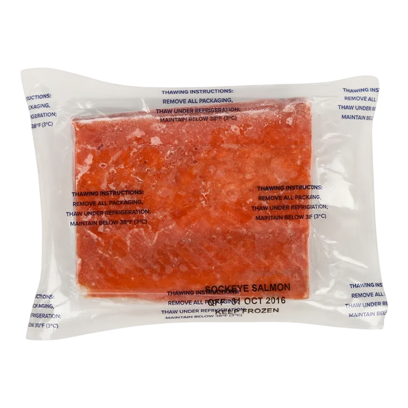 SALMON SOCKEYE SKIN ON FILLET PORTIONS 20/10LB TRIDENT N410022