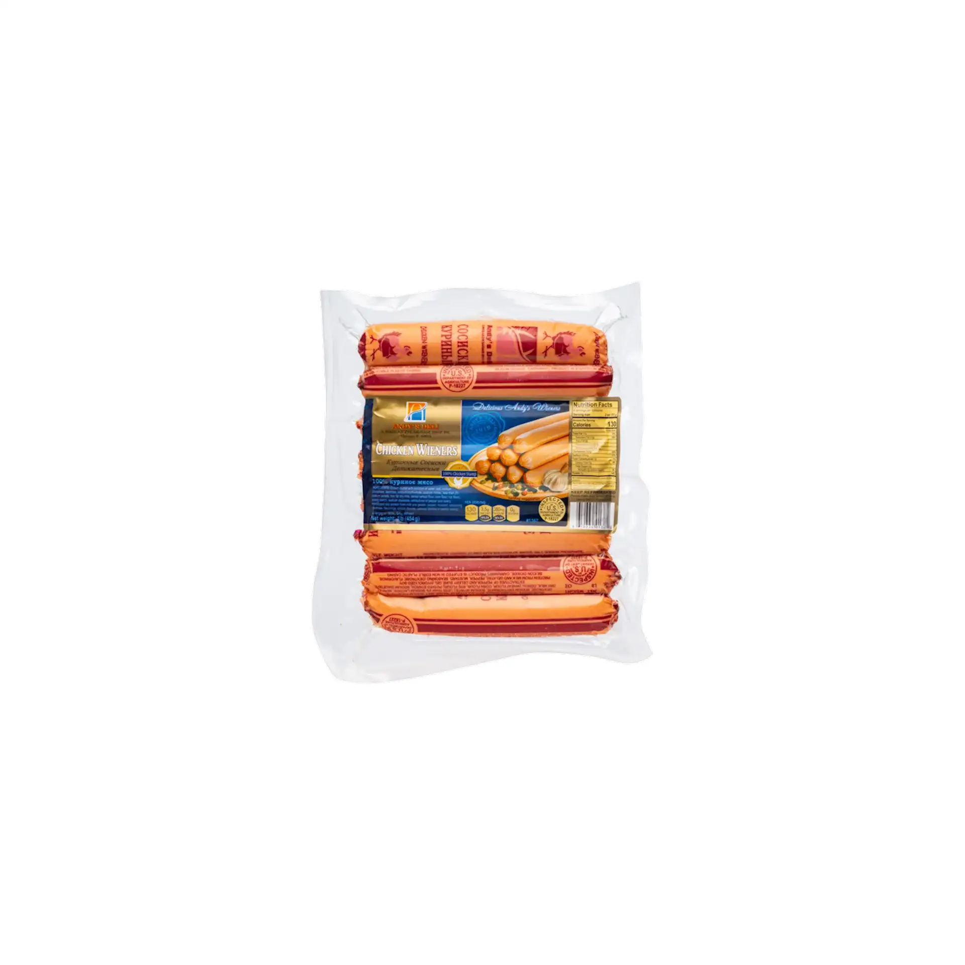 WIENERS CHICKEN 1LB V/P / PAROWKI Z KURY 40/40LB PRE PACK ANDY'S N1367/91004 R