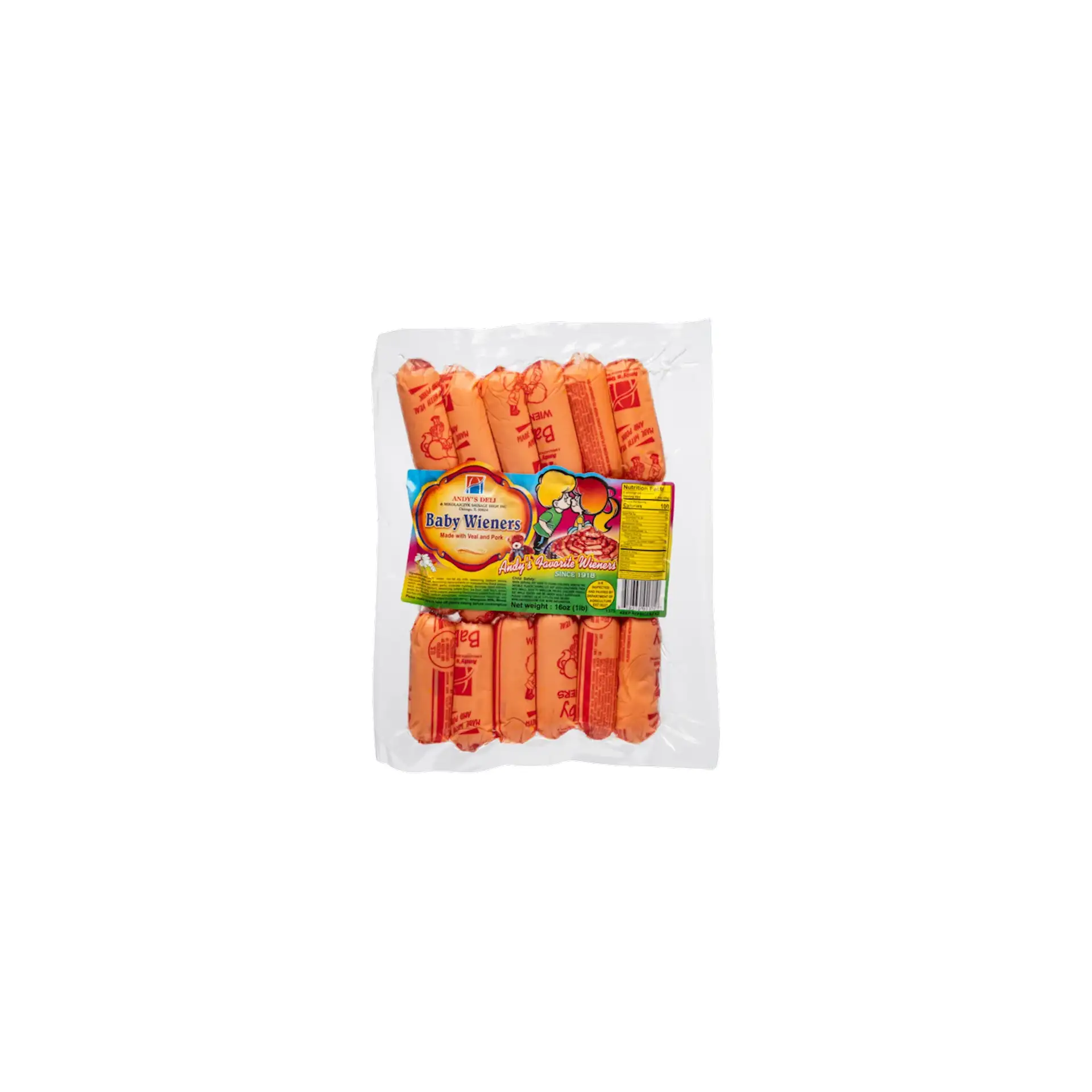 WIENERS BABY VEAL&PORK 1LB V/P/ PAROWKI DLA DZIECI 40/40LB PRE PACK ANDY'S N1375