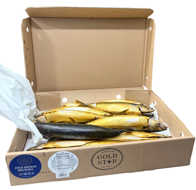 MACKEREL COLD SMOKED 600+ V/P BY LB 14/17LB GOLD STAR MV