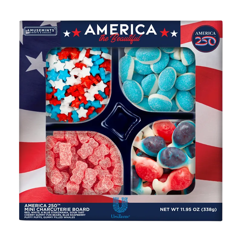 CANDIES CHARCUTERIE BOARD AMERICA 250 12/338GR AMUSEMINTS N57418