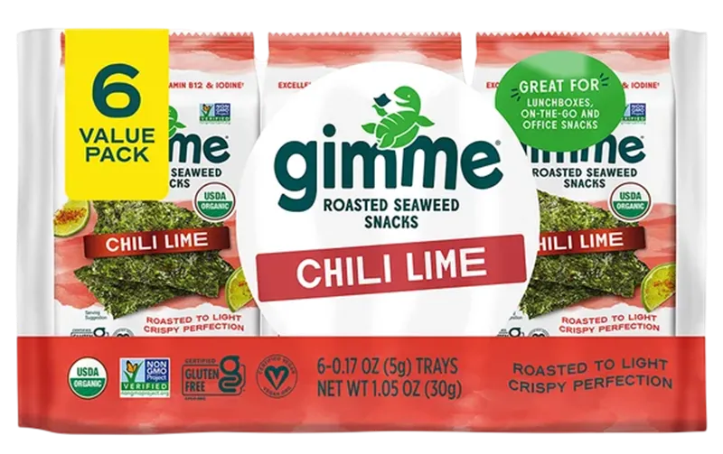 SEAWEED ROASTED SNACKS CHILI LIME 8/(6X5GR) GIMME