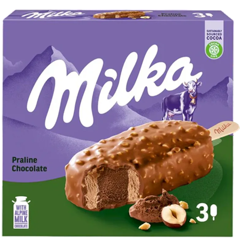 ICE CREAM STICK MILKA PRALINE CHOCOLATE 11/(3X67GR) MONDELEZ