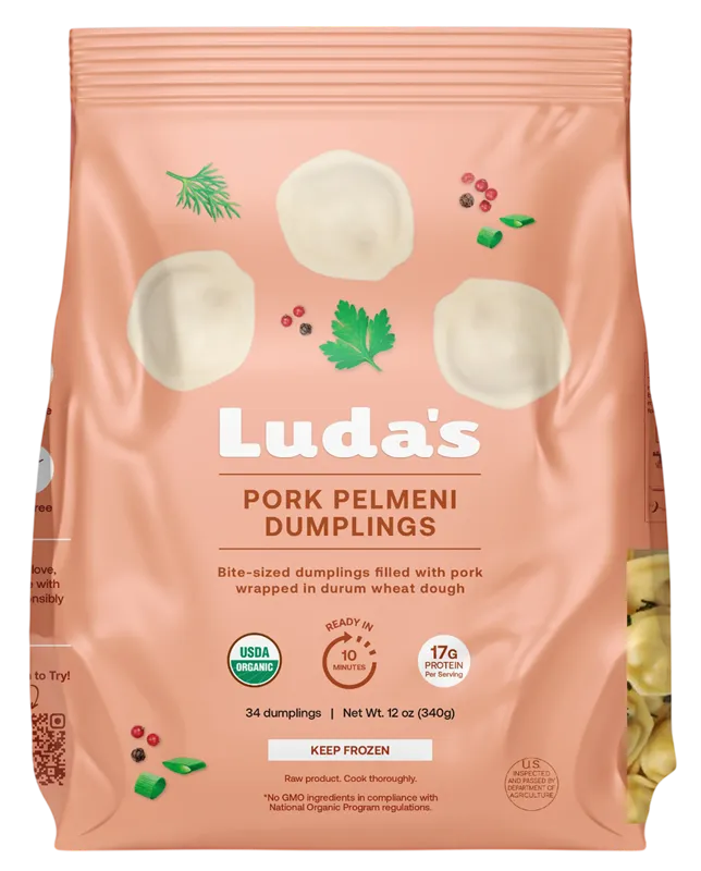 DUMPLINGS W/PORK USDA ORGANIC 6/340GR LUDA'S DUMPLINGS