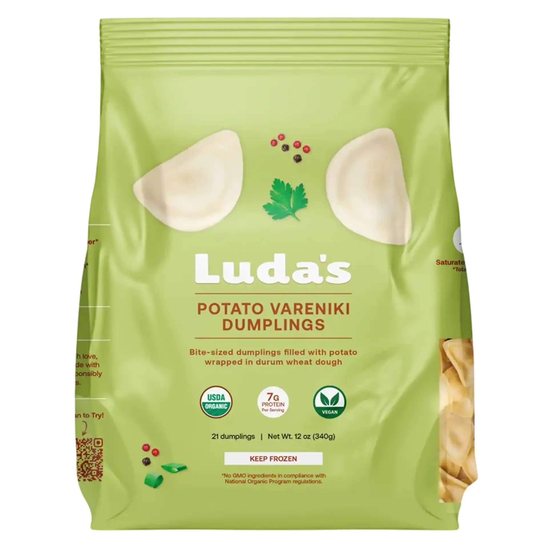 VARENIKI W/POTATO USDA ORGANIC 6/340GR LUDA'S DUMPLINGS