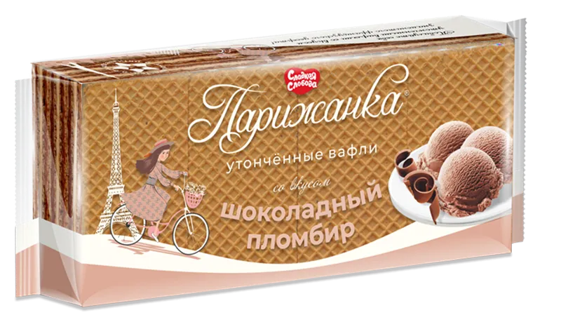 WAFFLES W/CHOCOLATE ICE CREAM FLAVOR PARISIAN 13/210GR SLADKAYA SLOBODA N10450